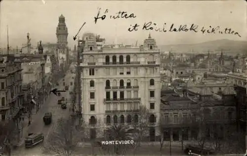 Ak Montevideo Uruguay, Gesamtansicht, Hochhaus