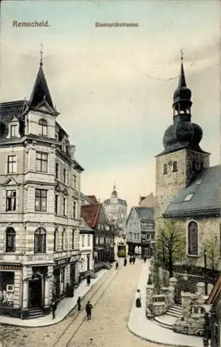 Ak Remscheid im Bergischen Land, Bismarckstraße, Lager Wiebel, Kirche