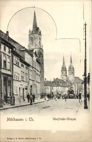 Ak Mühlhausen in Thüringen, Wanfrieder-Straße