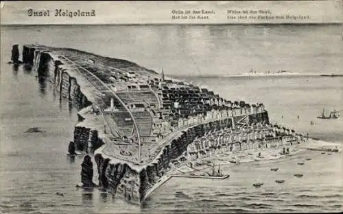 Ak Helgoland, Totalansicht der Insel