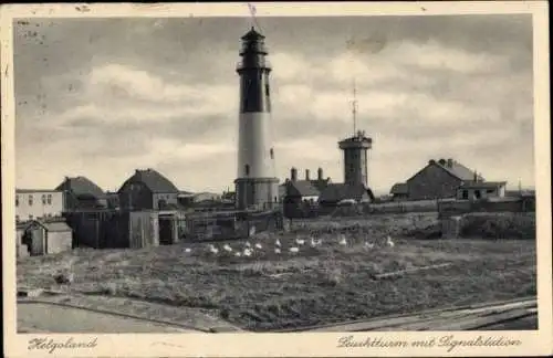 Ak Helgoland, Leuchtturm mit Signalstation