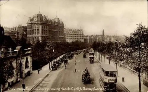 Ak London City England, Victoria Embankment, Hotel Cecil