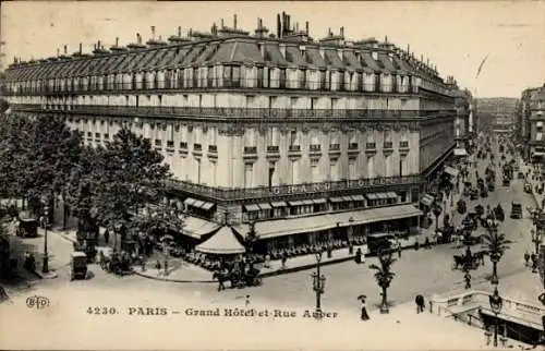 Ak Paris IX, Grand Hotel, Rue Auber