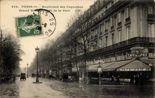 Ak Paris IX, Boulevard des Capucines, Grand Hotel, Café de la Paix