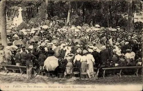 Ak Paris VIIIe Élysée, Parc Monceau, Musik der Republikanischen Garde