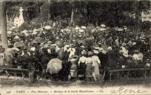 Ak Paris VIIIe Élysée, Parc Monceau, Musik der Republikanischen Garde