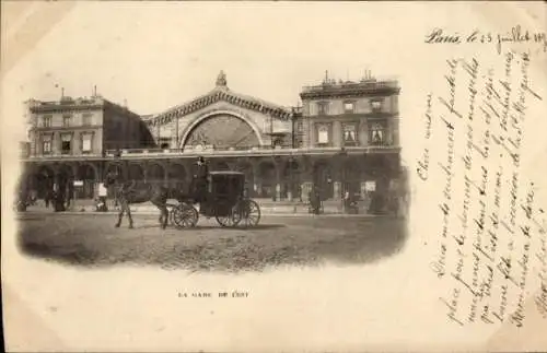 Ak Paris X, Gare de l’Est, Kutsche