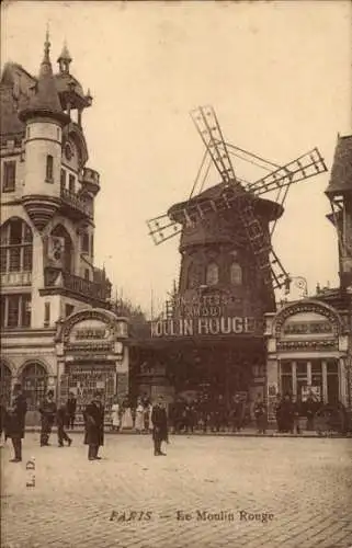 Ak Paris XVIII Montmartre, Das Moulin Rouge