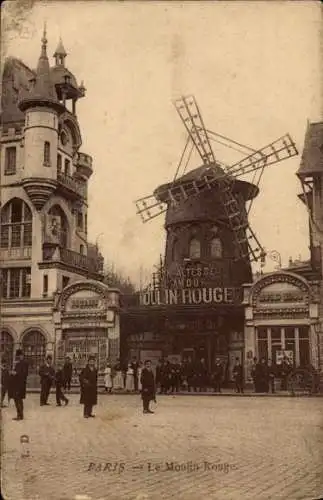 Ak Paris XVIII Montmartre, Das Moulin Rouge