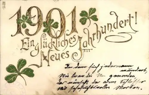Ak Glückwunsch Neujahr 1901, Glücksklee