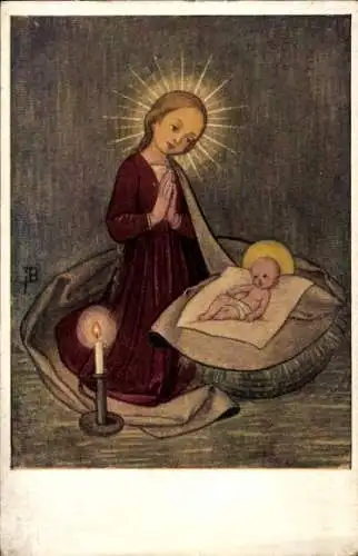 Künstler Ak Bachlechner, J., Madonna, Maria, Jesus