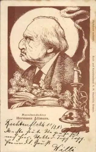 Litho Marschendichter Hermann Allmers, Portrait