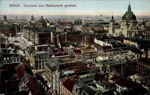 Ak Berlin Mitte, Blick vom Rathausturm, Panorama