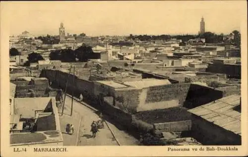 Ak Marrakesch Marrakesch Marokko, Panorama von Bab Doukkala aus gesehen