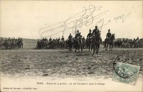 Ak Toul Meurthe et Moselle, Revue du 14 Juillet, Le 39e d'Artillerie apres la Charge