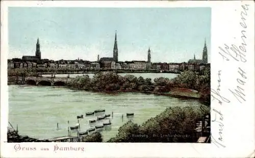 Ak Hamburg, Teilansicht, Lombardsbrücke, Alster