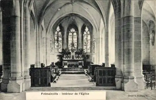 Ak Frémainville Île Adam Val d'Oise, Innenraum der Kirche