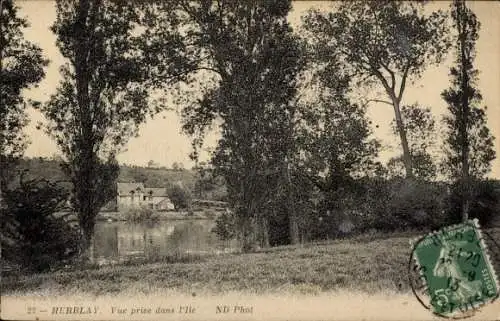 Ak Herblay Val d'Oise, Blick auf die Insel