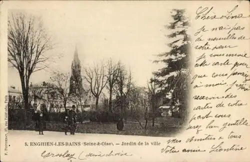 Ak Enghien les Bains Val d'Oise, Stadtgarten