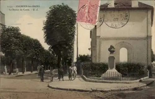 Ak Enghien les Bains Val d'Oise, Die Statue von Cotte