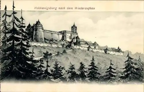 Ak Orschwiller Orschweiler Elsass Bas Rhin, Hohkönigsburg nach dem Wiederaufbau