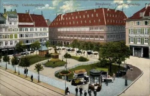 Ak Strasbourg Straßburg Elsass Bas Rhin, Gutenbergplatz