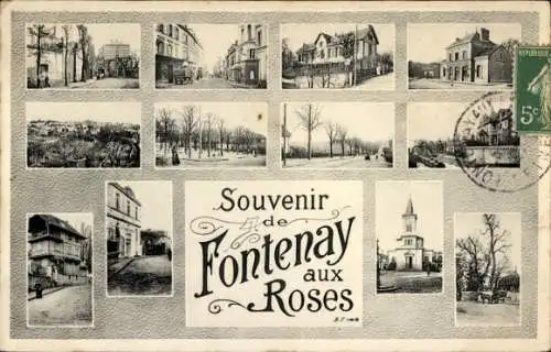 Ak Fontenay aux Roses Hauts de Seine, Teilansichten, Bahnhof, Kirche