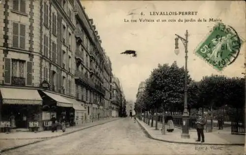 Ak Levallois Perret Hauts de Seine, Rue Voltaire, Garten