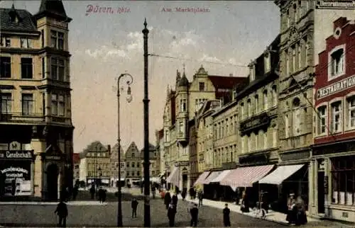 Ak Düren im Rheinland, Marktplatz, Geschäfte