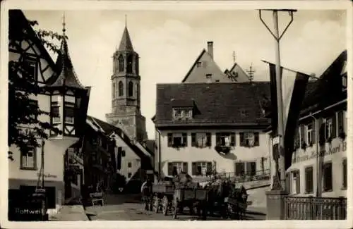 Ak Rottweil am Neckar, Dorfidyll, Kirchturm, Gasthof