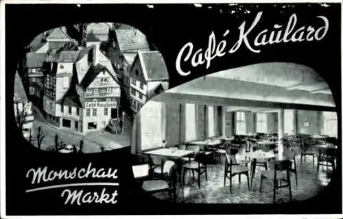 Ak Monschau Montjoie in der Eifel, Café Kaulard, Speisesaal, Markt, Innenansicht