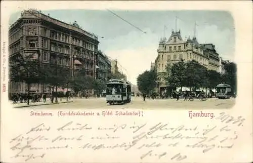 Ak Hamburg Mitte Sankt Georg, Steindamm, Straßenbahn