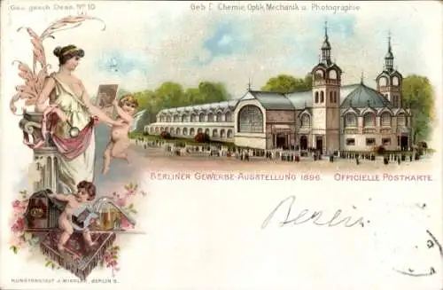 Litho Berlin Treptow, Gewerbeausstellung 1896, Gebäude für Chemie, Optik, Mechanik und Fotografie