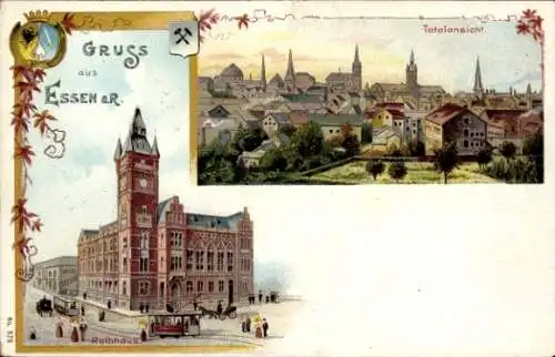 Ak Essen im Ruhrgebiet, Totale, Rathaus