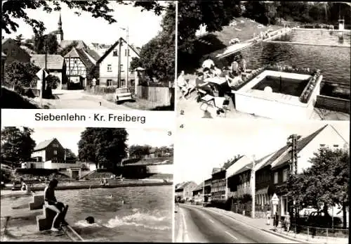 Ak Siebenlehn Großschirma in Sachsen, Romanus Freibad, Nossener Straße, Reinsberger Straße