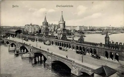 Ak Berlin Friedrichshain Kreuzberg, Oberbaumbrücke