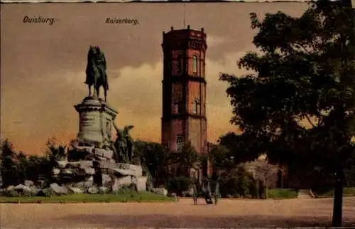 Ak Duisburg im Ruhrgebiet, Kaiserberg, Denkmal, Kanone, Turm