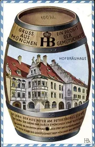 Künstler Ak Boettcher, Hans, München Bayern, Hofbräuhaus, Bierfass