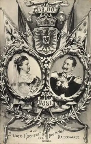 Ak Silberhochzeit Kaiser Wilhelm II., Kaiserin Auguste Viktoria