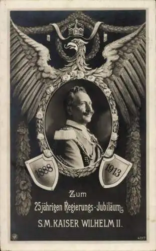 Passepartout Ak Kaiser Wilhelm II., Portrait, 25 jähriges Regierungsjubiläum