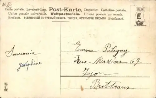 Präge Ak Engel mit Maiglöckchen auf einer Schubkarre