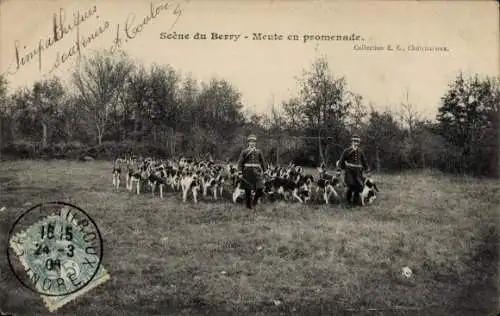 Ak Scene du Berry, Pack auf einem Spaziergang, auf der Jagd