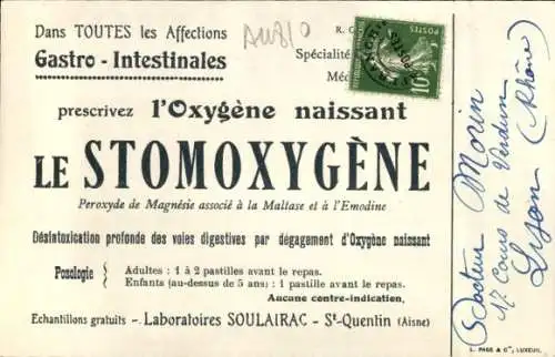 Ak St. Quentin Aisne, Reklame, Stomoxygene, Laboratoires Soulairac