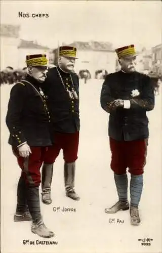 Ak-Generäle Noel de Castelnau, Joseph Joffre und Pau