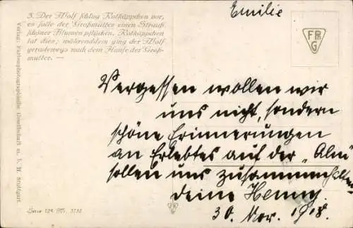 Künstler Ak Kubel, Otto, Märchen, Gebrüder Grimm, Rotkäppchen Nr. 3