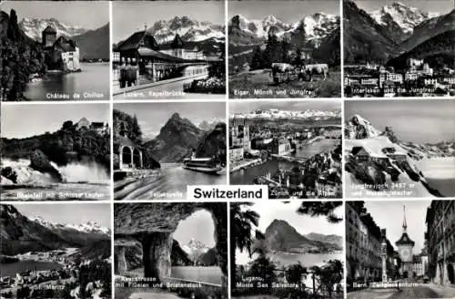 Ak Zürich Stadt Schweiz, Rheinfall, Jungfraujoch, St Moritz, Schloss Chillon