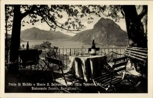 Ak Lago di Lugano Lombardia, Monte San Salvatore von der Restaurant Terrasse aus gesehen