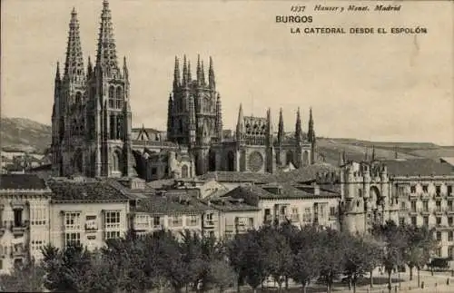 Ak Burgos Kastilien und León, Catedral desde el Espolón