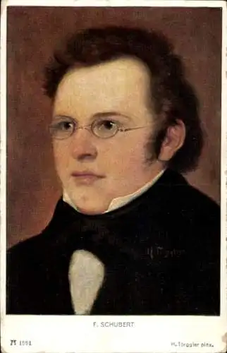 Künstler Ak Torggler, H., Österreichischer Komponist Franz Schubert, Portrait, Ackermann 1991