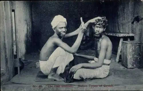 Ak Sri Lanka, Friseur, Asiatische Volkstypen